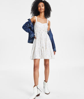 Lucky Brand Women's Sweetheart-Neck Cinched-Bodice Mini Dress Ivory Size XL $99
