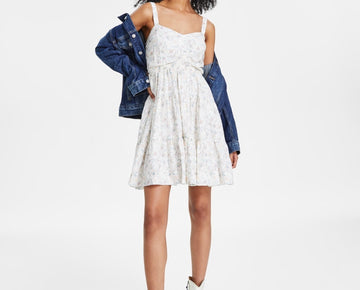 Lucky Brand Women's Sweetheart-Neck Cinched-Bodice Mini Dress Ivory Size XL $99