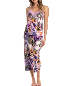 Linea Donatella Women's 2-Pc. Cropped Knit Pajamas Set - Purple, Size S