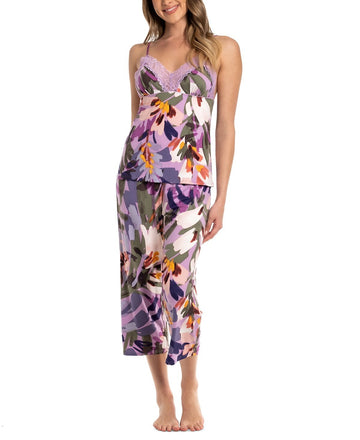 Linea Donatella Women's 2-Pc. Cropped Knit Pajamas Set - Purple, Size S