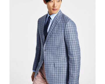 Lauren Ralph Lauren Mens Linen Plaid Sportcoat Blue Size 42R