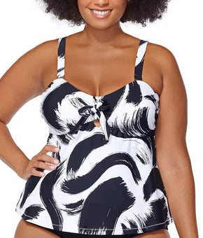Raisins Curve Plus Size 16W Printed Calaya Tie-F Black MSRP $66