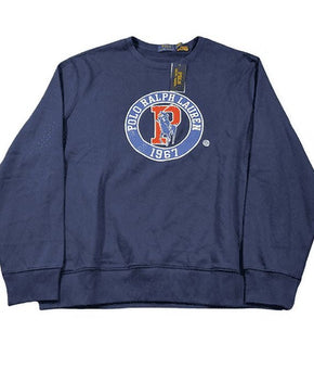 Polo Ralph Lauren Mens Long Sleeve Graphic Crewneck Sweatshirt Navy Blue Small