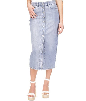 Michael Kors Women's Button-Front Denim Midi Skirt Blue Size 16 MSRP $145