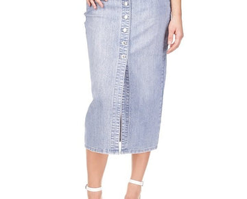 Michael Kors Women's Button-Front Denim Midi Skirt Blue Size 14 MSRP $145