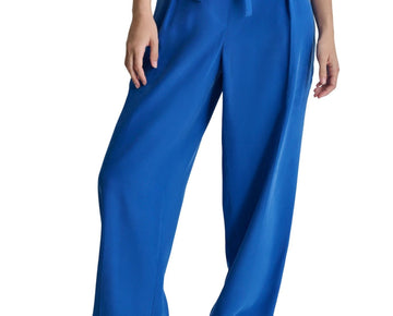 DKNY Womens Twill Tie-Front Pleated Belted Pants Lapis Blue Size 12 MSRP $99