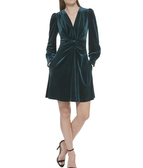 Vince Camuto womens Velvet Twist Front Dress, Size 12 Green MSRP $148