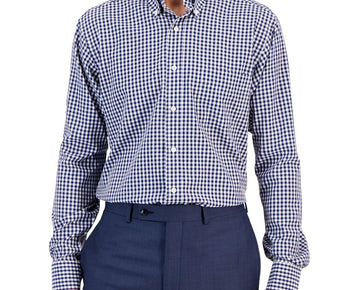 Club Room Men's Regular Fit Traveler Dress Shirt Blue Checks Size 17 x 32/33