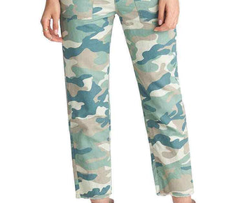 Mother The Shaker Camo Print Chop Crop Pants womens green Size 26 MSRP $218