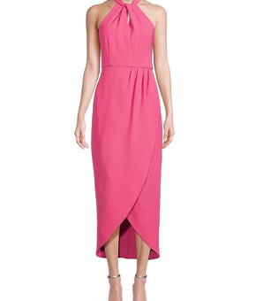 julia jordan Knot-Neck Tulip-Hem Midi Dress Pink Halter neck Size 10 $119 SALE
