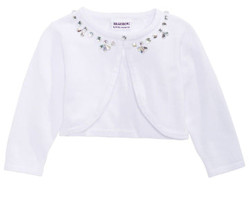 Blueberi Boulevard Little Girl Cotton Embellished Cardigan White Size 6 MSRP $42