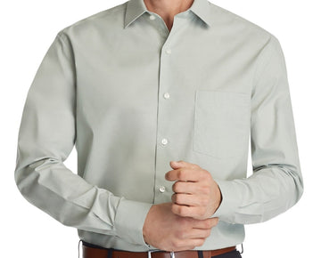 Van Heusen Stain Shield Regular Fit Dress Shirt Smoke Green Size 16-16.5x32/33