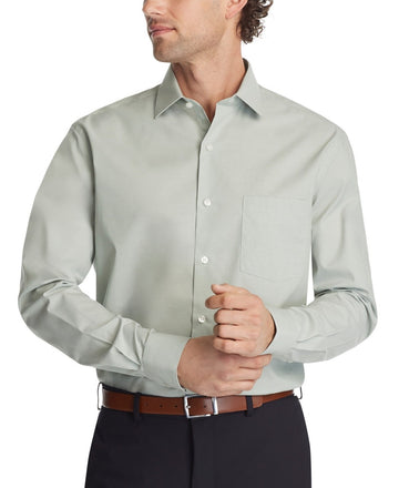 Van Heusen Stain Shield Regular Fit Dress Shirt Smoke Green Size 16-16.5x32/33