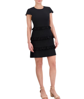 Eliza J Women's Ruffle-Tiered A-Line Dress Round neckline Black Size 12 $118