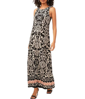 Vince Camuto Womens Sleeveless Printed Max Dress Rich Black Size XS