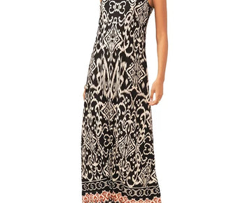 Vince Camuto Womens Sleeveless Printed Max Dress Rich Black Size XS