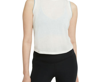 Nike Women's Crochet-Trimmed Yoga Tank Top White Size XS MSRP $40