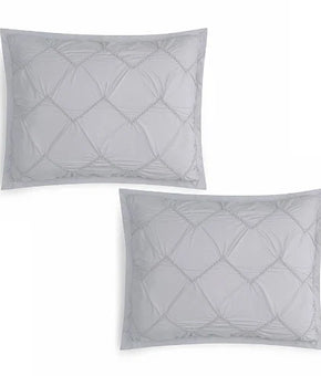 Sky 2-PK Smock Chevron Textured Cotton KING Pillow Shams Cotton GRAY MSRP $110