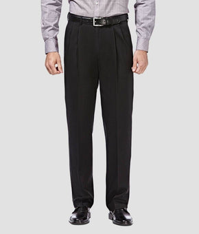 Haggar Men Premium No-Iron Classic-fit Expandable-Waist Black Size 36W x 34L $70