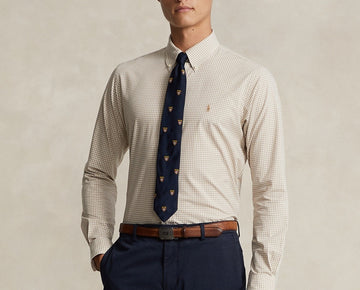 Polo Ralph Lauren Mens Slim-Fit Gingham Stretch Brown Size XS MSRP $125