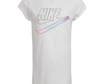 Nike Girls' Little Kids' Futura T-Shirt in White 100% Cotton/Knit Size 6
