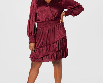 MICHAEL KORS Plus Size 1X Cheetah-Print Dress Wine Red MSRP $165