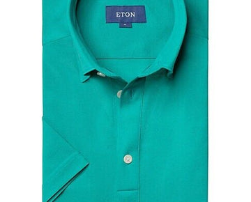 Eton Men's Contemporary-Fit Pique Polo Aqua Green Size XXL MSRP $225