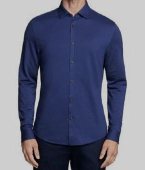 Michael Kors Men BLUE Dress Shirt Size 15X32/33 Slim Fit Stretch Cotton MSRP $70