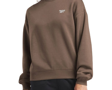 Reebok Women's Identity Cotton Fleece Mock Neck Sweatshirt Brown Size L MSRP $60