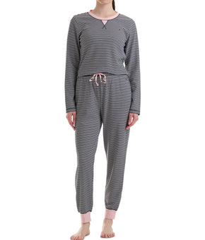 Tommy Hilfiger Women's 2-Pc. Packaged Printed Thermal Pajamas Set Navy Size XL
