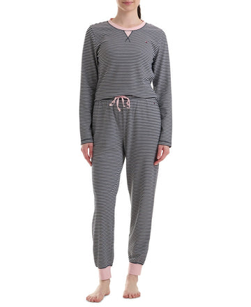 Tommy Hilfiger Women's 2-Pc. Packaged Printed Thermal Pajamas Set Navy Size XL