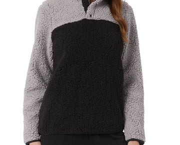32 Degrees Sherpa Mock-Neck Sweatshirt Size S Black Gray MSRP $58