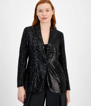 Anne Klein womens Shawl Collar Jacket, Size 10 Black MSRP $159