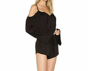 Chaser Cold Shoulder Long Sleeve Romper Black Size S