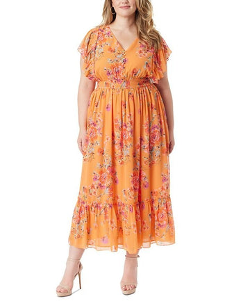 Jessica Simpson Trendy Plus Size Althea Angel Maxi Dress Size 1X Orange $109