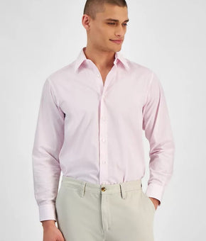Club Room Mens Regular fit Dress Shirt XL Size 17-17.5 Long Sleeve pink Check