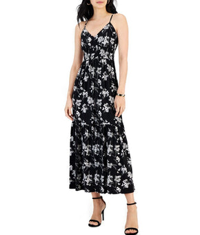 Michael Kors Petite Botanical Printed Maxi Dress Black Size PM MSRP $165