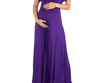 24seven Cap Sleeve V Neck Maternity Maxi Dress Purple Size L MSRP $80