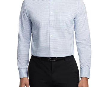 Van Heusen Men's Wrinkle Free Flex Collar Dress Shirt Blue Size 17-17.5 32-33