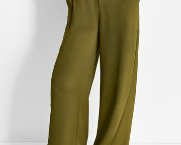 DKNY Glazed High Rise Seamed-Cuff Wide-Leg Pants Olive Green Size 2 MSRP $99