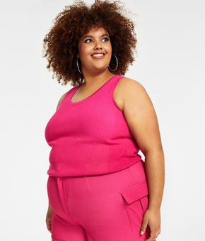 Nina Parker Trendy Plus Size 3X Ribbed Sweater Tank Top Pink