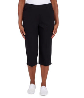 Alfred Dunner Womens Petite Allure Stretch Clamdigger Pant Sizae 16P Black