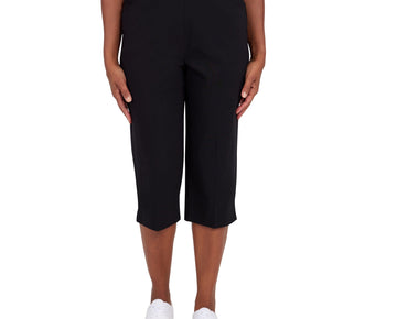 Alfred Dunner Womens Petite Allure Stretch Clamdigger Pant Sizae 16P Black