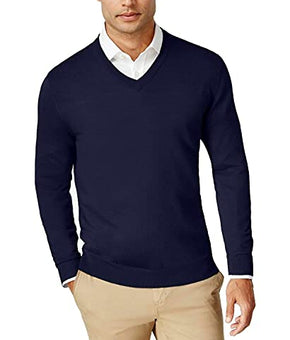 Club Room Mens Wool Blend V-Neck Sweater Blue Size L