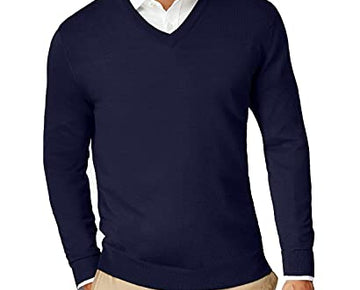 Club Room Mens Wool Blend V-Neck Sweater Blue Size L
