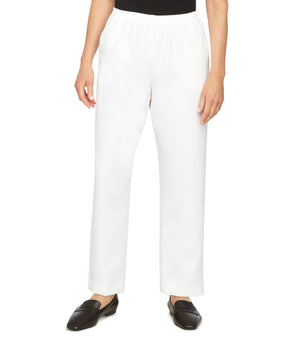 Alfred Dunner Womens Petite Solid Pant Size 12P WHITE