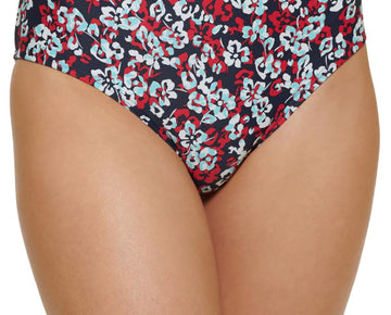 Tommy Hilfiger Womens Floral Print Nylon Swim Bottom Red Size M