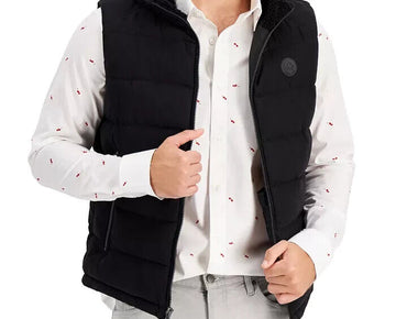 Michael Kors Men's Sherpa Hooded Puffer Vest Black Size L MSRP $298
