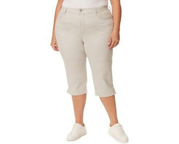 Gloria Vanderbilt Amanda Capri-Length Jeans Dune Gray Plus Size 20W MSRP $58