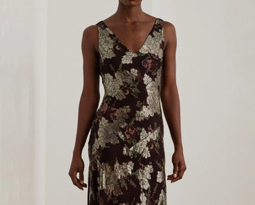 Lauren Ralph Lauren Women Metallic Jacquard Dress Red Burgundy Size 6 MSRP $265